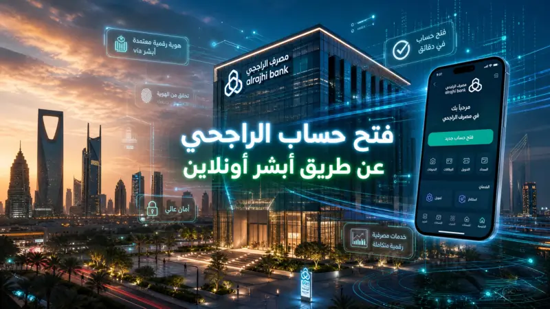 فتح حساب الراجحي عن طريق أبشر بسهولة عبر الهاتف المحمول في السعودية