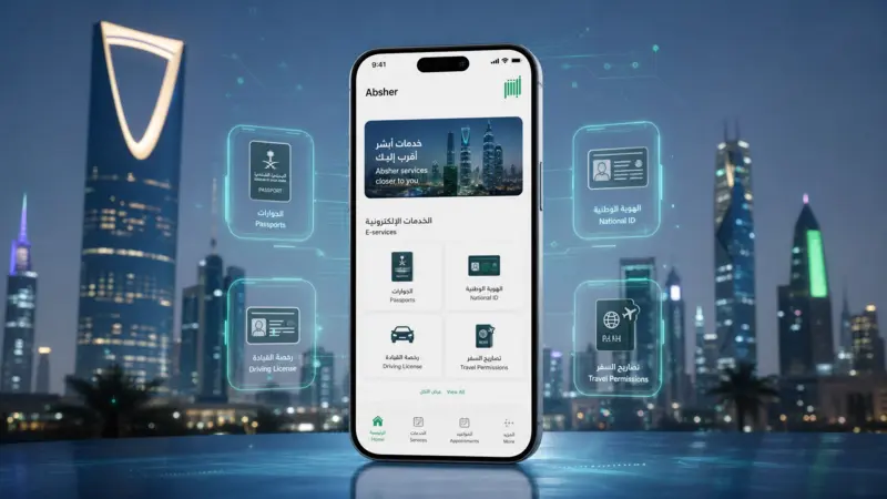 أبشر الجديد 2026 يعرض منصة رقمية على الهاتف الذكي مع خدمات حكومية متكاملة
