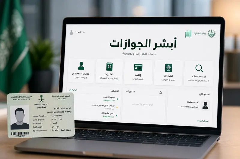 صفحة أبشر الجوازات لإصدار وتجديد الجواز السعودي