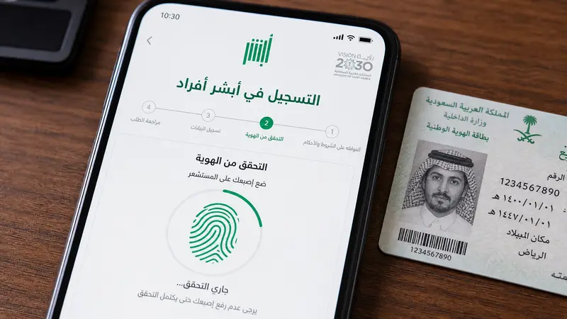 إدخال بيانات التسجيل في أبشر أفراد مثل الهوية والجوال
