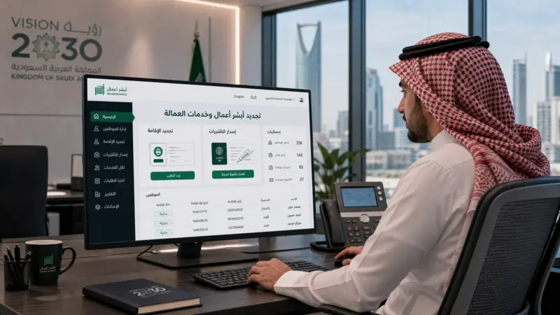 تجديد أبشر أعمال 2026 عبر منصة أبشر أعمال الإلكترونية لإدارة العمالة وتجديد الاشتراك أون لاين