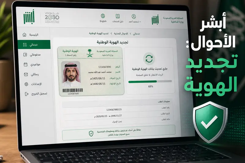 طريقة تجديد الهوية الوطنية إلكترونياً عبر نظام أبشر الاحوال