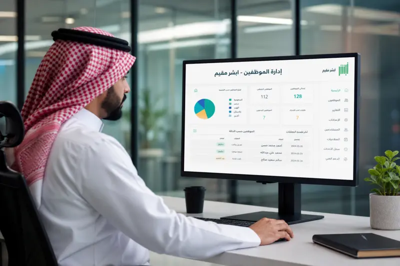 صاحب منشأة يدير بيانات المقيمين عبر لوحة تحكم أبشر مقيم.