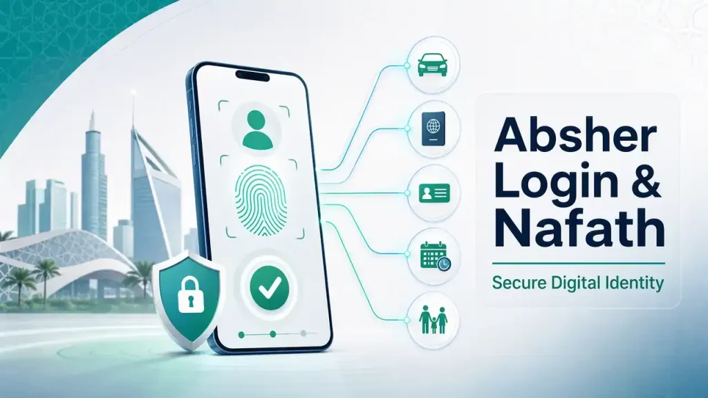 Absher login with Nafath secure digital identity verification