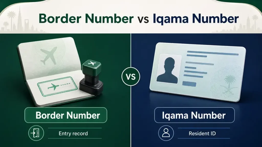 Comparison between Saudi border number and Iqama number