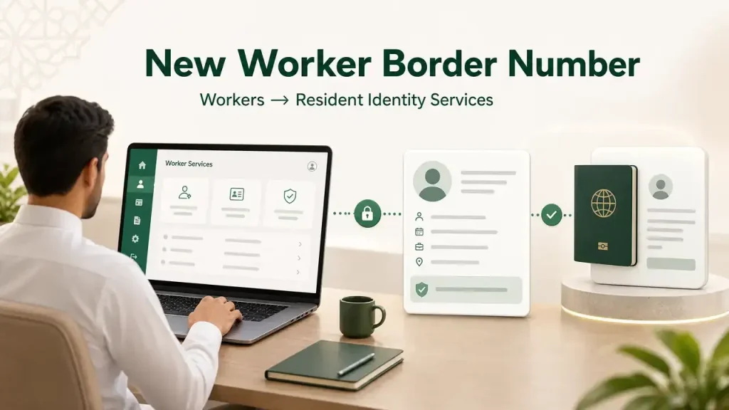 Employer checking a new worker’s border number through Absher services