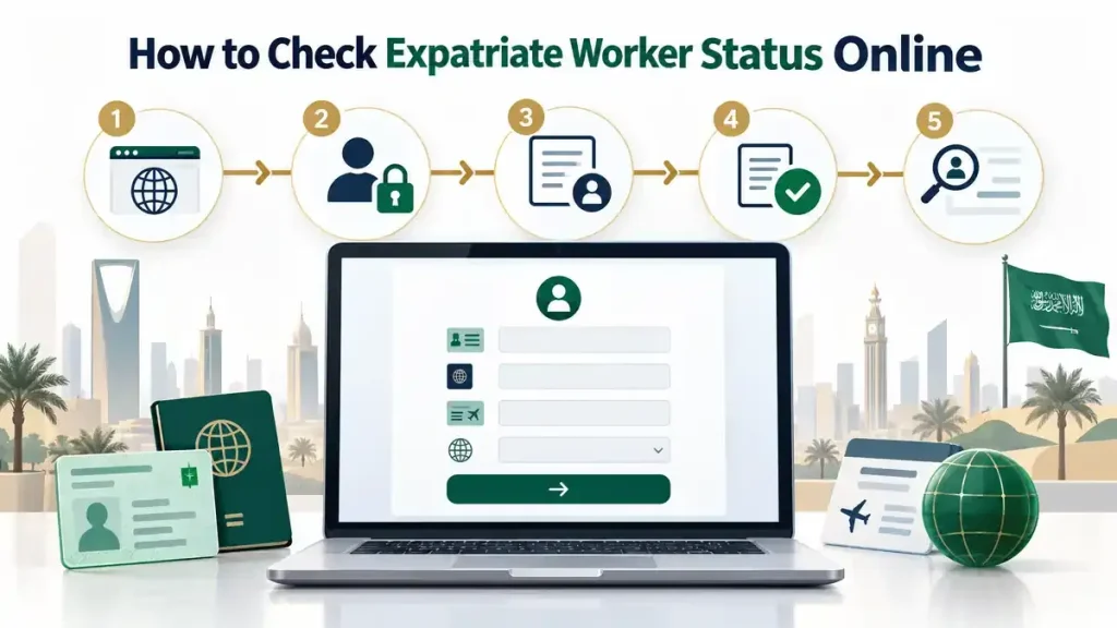 How to check Huroob and expatriate worker status online through the official Saudi employment inquiry