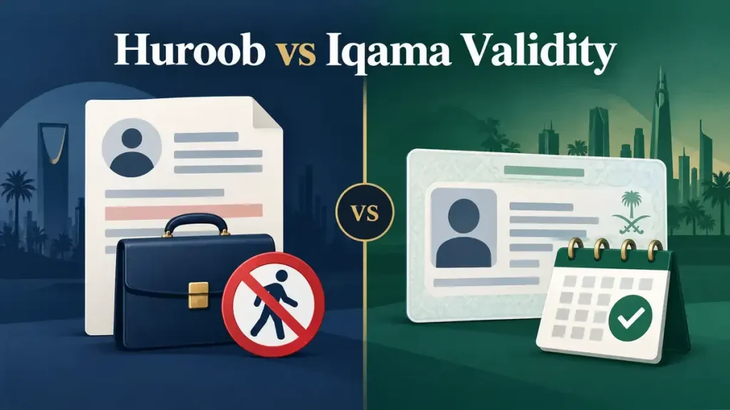 Huroob status versus Iqama validity comparison for Saudi expatriate workers